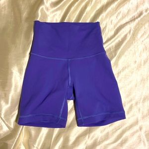 lululemon biker shorts, size 0, bright purple